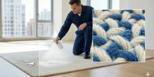 Applying the best fabric protection for furniture on a sofa