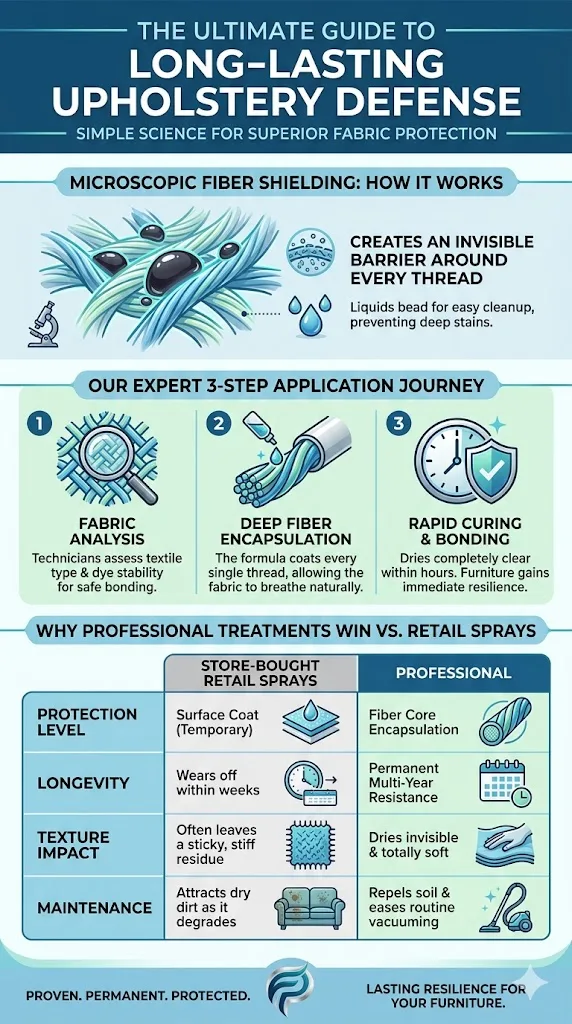An infographic showing how professionals use upholstery protection